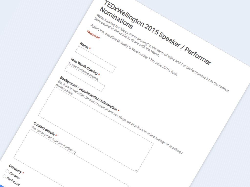 TEDxWellington 2015 Speaker -Performer Nominations